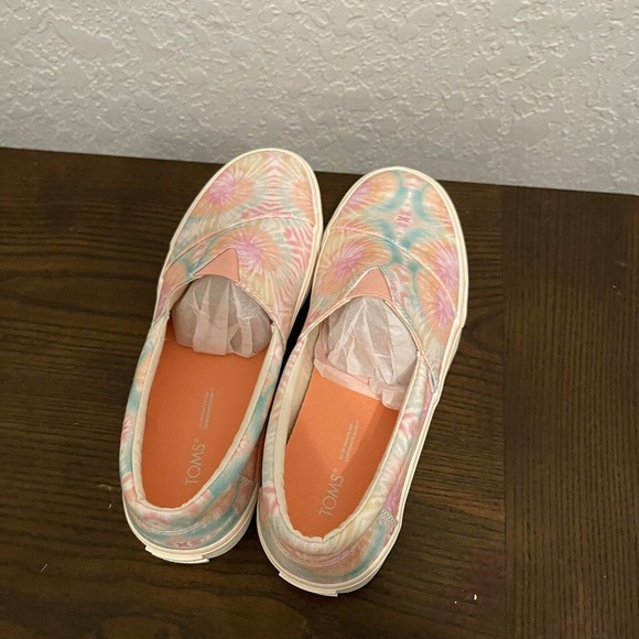 New TOMS Womans Sz 8.5 Alpargata Fenix Slip On Candy Pink Tie Dye Canvas NIB - Picture 7 of 9